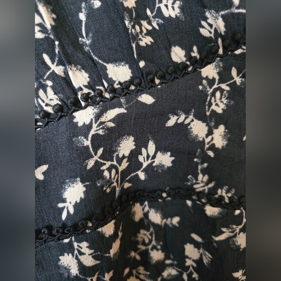 Whiteroom Cactus Black Dixie Floral Ruffle Mini Dress Long Sleeve Size Large - Picture 2 of 5